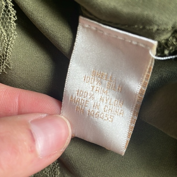 Vintage Y2k Gold Hawk Elegant Olive Green Lace Trim Silk Camisole - Picture 12 of 13